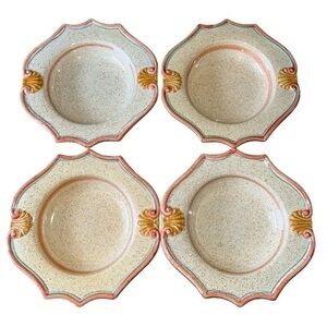 Horchow Hand-Painted, Rimmed Soup Bowls Set of 4